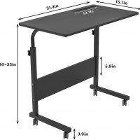 Бюро за лаптоп с регулируема височина / Помощна масичка на колеца L012-05-3-80BK, снимка 3 - Бюра - 35146637