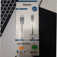 Кабел - Hama USB кабел USB 2.0 USB-A щепсел, USB-Mini-B щепсел 0,75 м Черен, Сребрист 00200605, снимка 1 - Кабели и адаптери - 38400011
