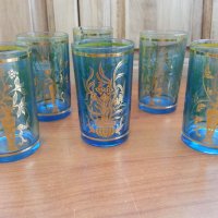 Стъклени чаши цветно стъкло с позлата , снимка 4 - Антикварни и старинни предмети - 37544690