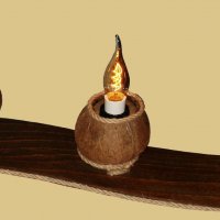 Уникална лампа от дърво и кокосови орехи в битов/винтидж стил, снимка 3 - Настолни лампи - 28047433
