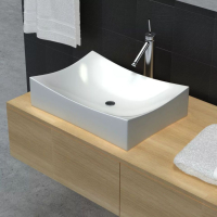 Керамична мивка в силно гланцирано бяло, за баня, снимка 3 - Мивки - 44906402