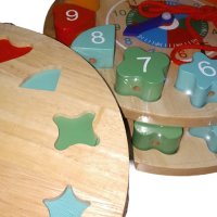 Масивен дървен детски часовник с фигури и връв / Монтесори дървени играчки, снимка 5 - Образователни игри - 38808227