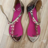 Дамски сандали с розови кристали , снимка 2 - Сандали - 37248330