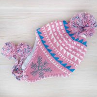3275 Дамска зимна плетена шапка Снежинки, снимка 3 - Шапки - 38917952