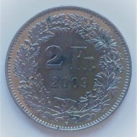 2 франка 2009 Швейцария , снимка 1 - Нумизматика и бонистика - 32243992
