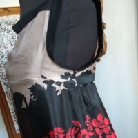 SIMONA BARBIERI Twinset 100% естествена коприна, рокля в черно и червено, снимка 5 - Рокли - 32578746