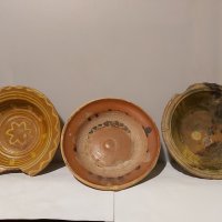 Стара глинена чиния, паница -3 броя., снимка 1 - Други ценни предмети - 44005468