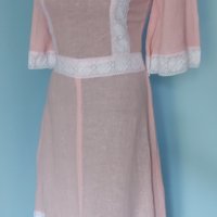 Винтидж кенарена рокля с дантела / Англия , снимка 1 - Рокли - 33306899