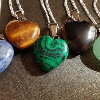 Сърца с Полускъпоценни Камъни Талисмани, снимка 4 - Колиета, медальони, синджири - 33447335