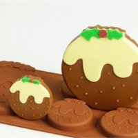 5 бр Коледен пудинг бисквитка силиконов молд шоколад фондан гипс сапун , снимка 1 - Форми - 27170342