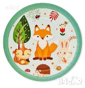 Горски Животни 8 бр големи парти чинии чинийки рожден ден, снимка 1
