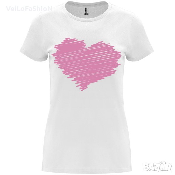 Нова дамска тениска със Сърце в бял цвят, снимка 1