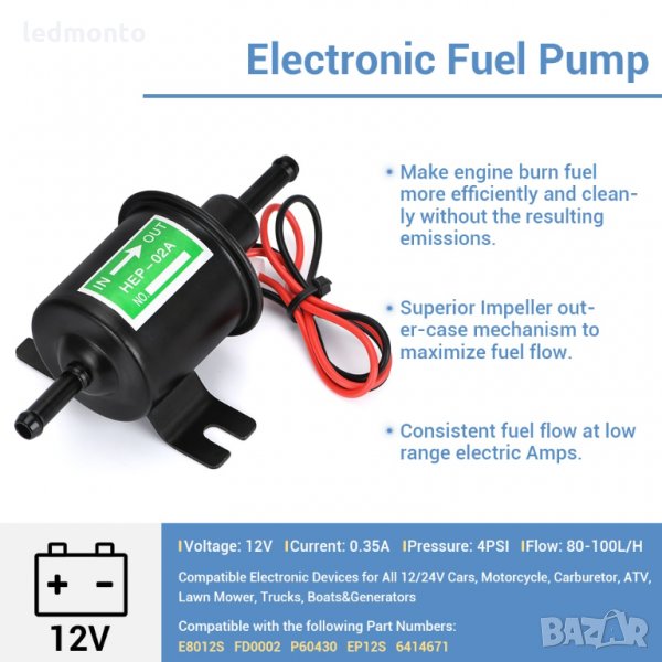 Външна бензинова помпа за карбуратор , горивна помпа , Електрическа бензинова помпа , снимка 1