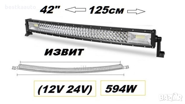 Супер мощен 7D извит LED BAR 594W 125 см. Атв, Джип,4х4, Offroad, Бус, снимка 1