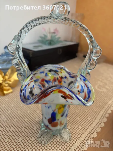 Красива стъклена кошничка, снимка 1