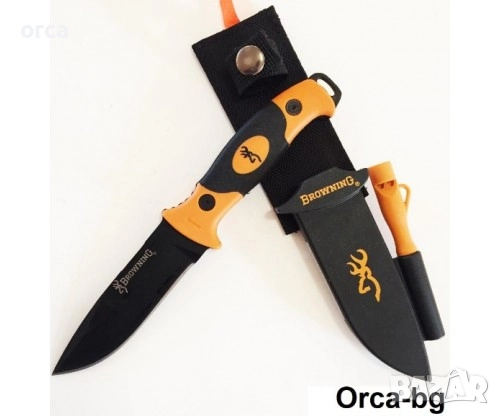 Нож за лов и риболов BROWNING SURVIVAL KNIFE със свирка и запалка, снимка 1