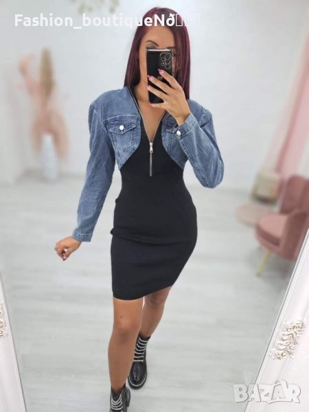 Рокля памучен рипс и деним  , снимка 1