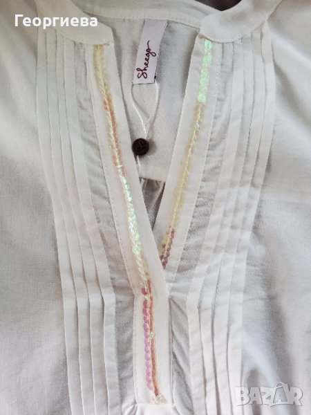 Памучна бяла туника с пайети , снимка 1