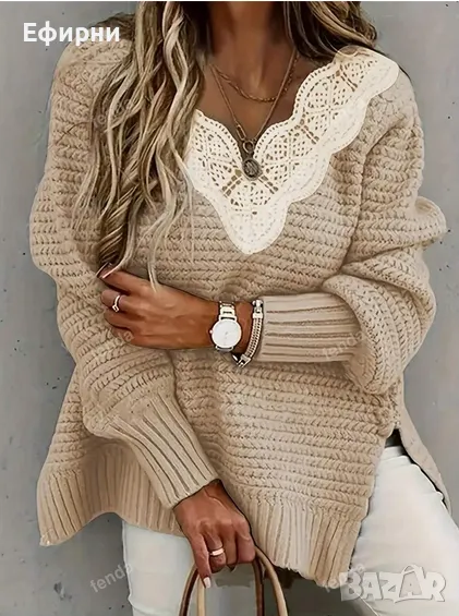 Блузон голям размер, Елегантен пуловер, Топъл пуловер, Ефектен пуловер, снимка 1