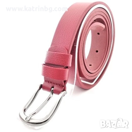 Дамски колан от естествена кожа за дънки червен, снимка 1