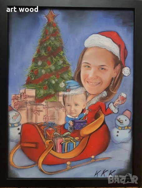 Ръчно рисувани Коледни карикатури, снимка 1