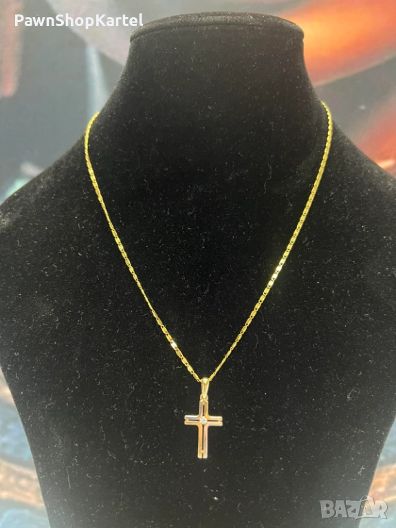 Златно колие с кръст - Унисекс модел, снимка 1