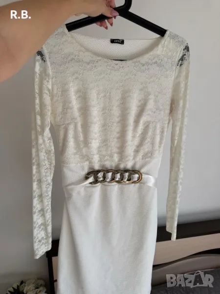 Бяла дантелена рокля, S размер, снимка 1