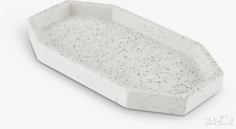 0186 Декоративен поднос Ш14xД25см бял, снимка 1