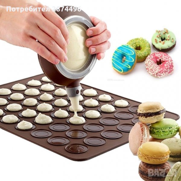 1853 Комплект от пош и силиконова подложка за приготвяне на френски макарони, снимка 1