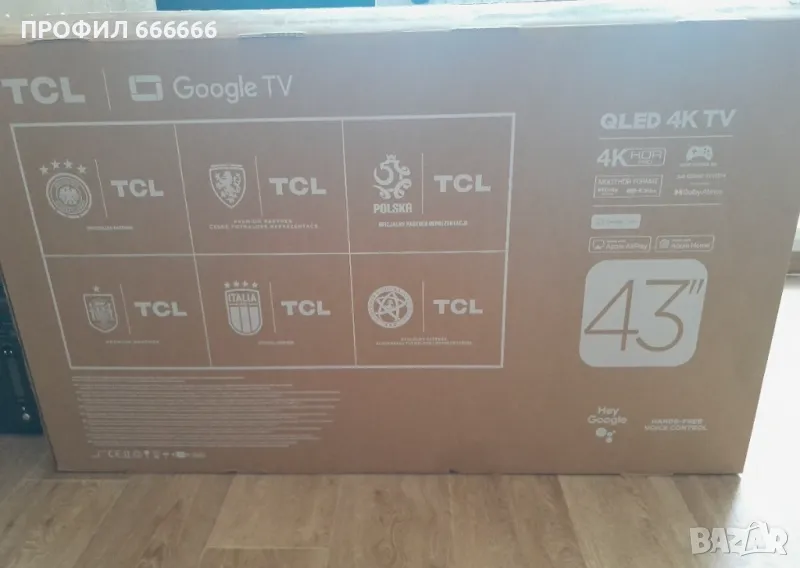 QLED Телевизор TCL T7B-43 inch-Android tv-Модел 2024, снимка 1