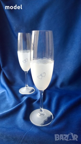 Сватбени чаши декорация Сърца , снимка 1