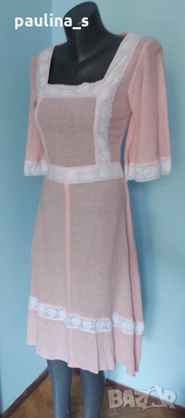 Винтидж кенарена рокля с дантела / Англия , снимка 1