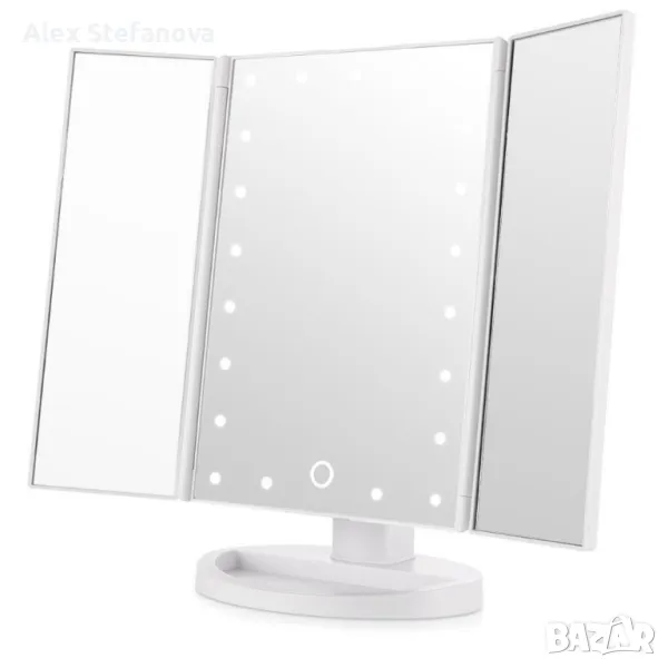 Тристранно сгъваемо огледало в три цвята с вградени Led светлини  4 зони на zoom, снимка 1