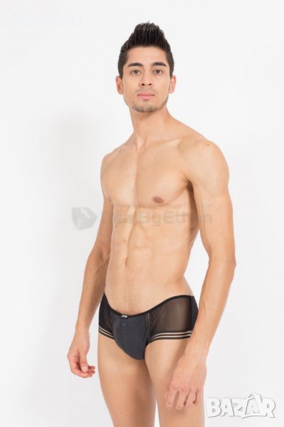 мъжки прашки, еротични боксерки марка Lookme, черни с фина мрежа и непрозрачно парче отпред и отзад, снимка 1