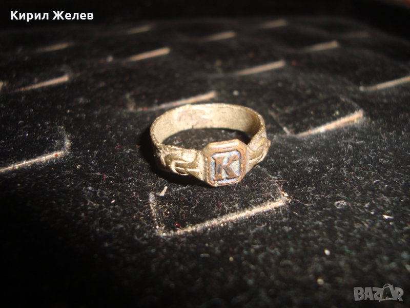 СТАРИНЕН САЧАНЕН ПРЪСТЕН с БУКВА К МАЙСТОРСКА РЪЧНА ИЗРАБОТКА 66661, снимка 1