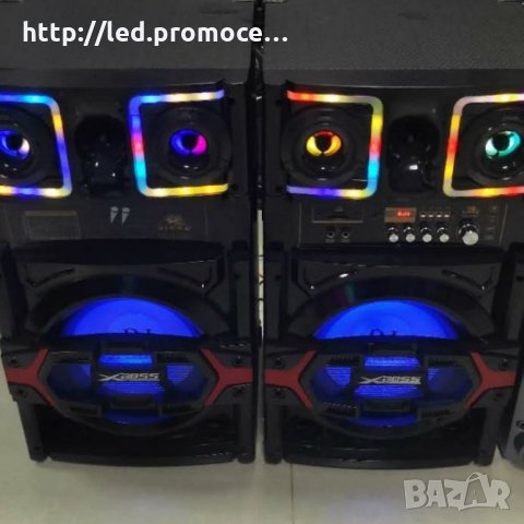 Караоке Комплект Активни Тонколони с вграден усилвател, два безжични микрофона, FM радио,BL/ SD/USB, снимка 3 - Караоке - 26824879