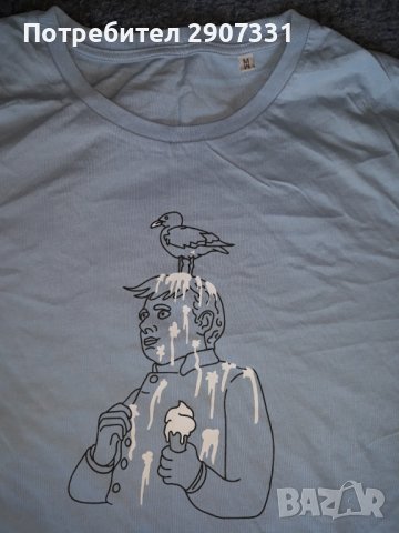 Тениска с мъж, осран от птица, снимка 2 - Тениски - 40780658