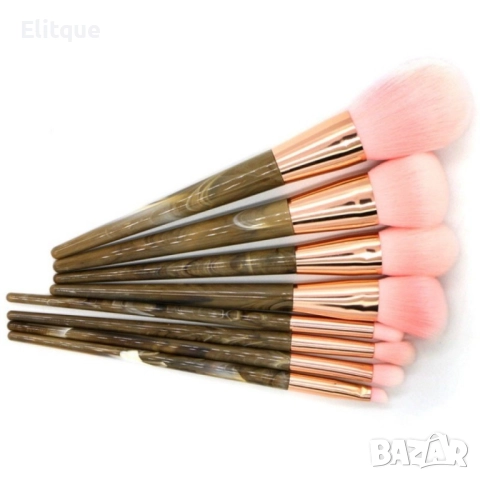 Стилен комплект от 8 броя чеки за грим с дръжки тъмен мрамор HZS28, снимка 9 - Други - 52830538