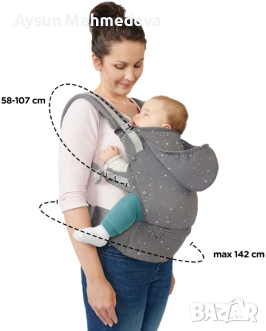 Ергономична раница KinderKraft - Huggy, звездички, снимка 12 - Кенгура и ранички - 53416163