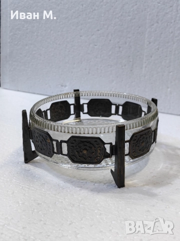 Кристална купа за бонбони с мелхиор , снимка 5 - Антикварни и старинни предмети - 51740548