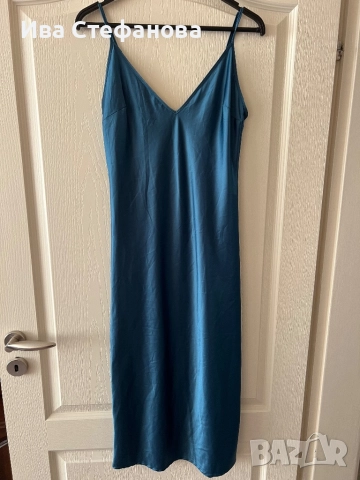 Нова елегнтна дълга миди midi дължина парти рокля zara Zara Зара тюркоаз тюркоазена , снимка 3 - Рокли - 51732175