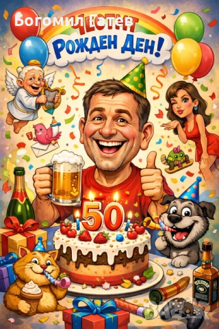 Персонална карикатура по снимка – JPG файл | Идеален подарък за рожден ден и юбилей