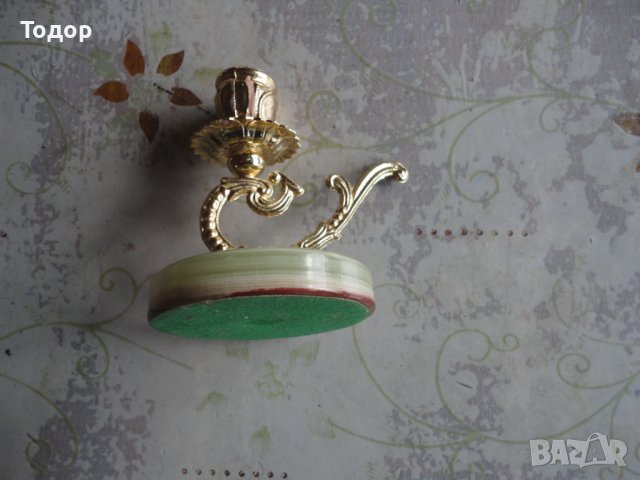 Италиански свещник бронз и оникс, снимка 3 - Декорация за дома - 42986879