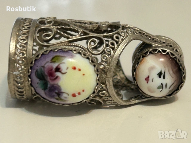 Чуден съветски напръстник филигранен финифт от мелхиор 