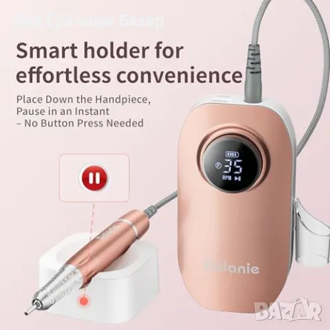 Нова Преносима маникюрна пила 35 000RPM, акумулаторна, професионална, снимка 4 - Продукти за маникюр - 49548877