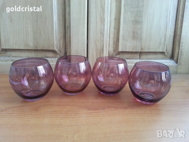 Цветни стъклени чашки за ракия, снимка 2 - Антикварни и старинни предмети - 31881776