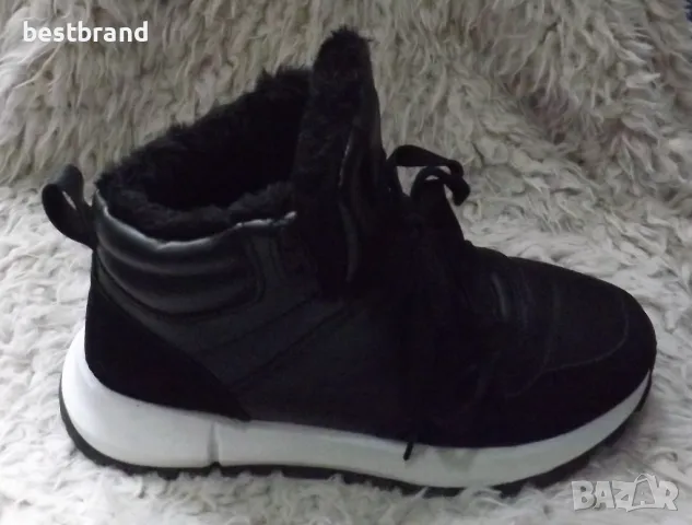 Дамски топли кецове от изкуствена кожа, с връзки, код 92/39, снимка 3 - Маратонки - 49123653