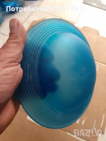 Стъклен син капак за чиния, снимка 1