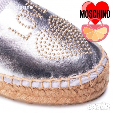 LOVE MOSCHINO № 38 🍊 Дамски еспадрили ест кожа "SILVER METALLIC" нови с кутия, снимка 1 - Дамски ежедневни обувки - 40339952