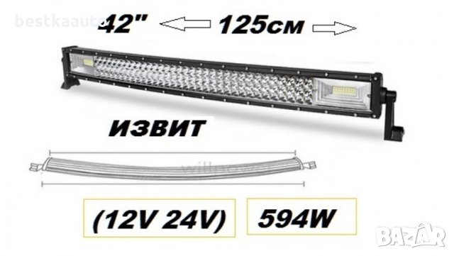 Супер мощен 7D извит LED BAR 594W 125 см. Атв, Джип,4х4, Offroad, Бус, снимка 1 - Аксесоари и консумативи - 27223957